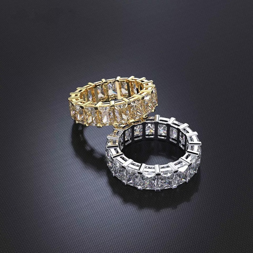 Horizontal Emerald Cut Eternity Wedding Band Ring